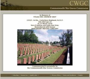 Commonwealth War Graves Commission Eric Andrew Gray
