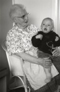 The boy-child holding court with his great grandmother.