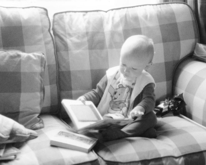 We discovered very early on that sharing a book with him - just holding it, reading the story and talking about the pictures would engage him.