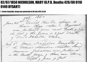 Alexander and Mary named two of their daughers Mary. Both died in childhood. This is the record of the younger Mary's burial.