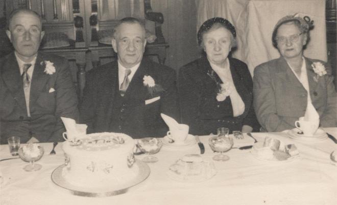 My great gran, Catherine Black and her sister Caroline. Photo taken at my great grandparents Golden Wedding anniversary. Also in the shot my great grandad, Alexander Cruden and (far left) his brother in law, James Fowler. Photo: Leslie family archive.