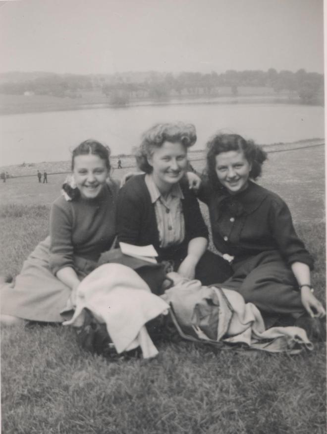 My mother (left) and Aunt Margaret (right), with friend Dorothy Inglis, Linlithgow, Scotland. c. 1949-50. Photo: Ramsay family archive.